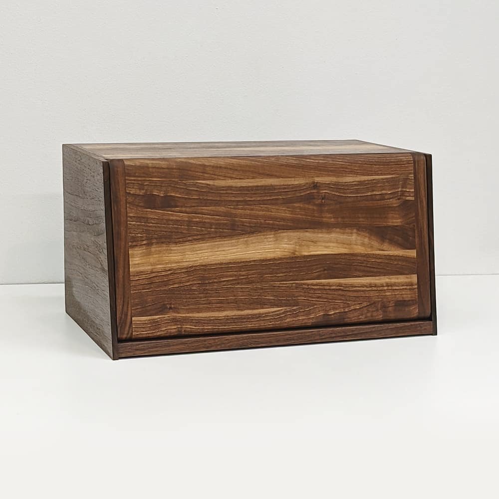July 6th, 2021: Our bread box in solid walnut! Last week, we shipped this latest build to its new home!
